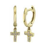 Cross Diamond Huggie Earrings