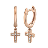 Cross Diamond Huggie Earrings