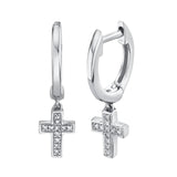 Cross Diamond Huggie Earrings