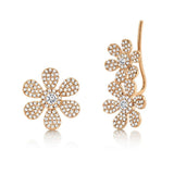 Diamond Flower Crawler and Stud Earrings