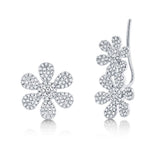Diamond Flower Crawler and Stud Earrings