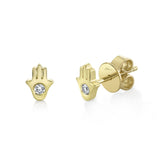 Diamond Hamsa Stud Earrings