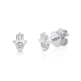 Diamond Hamsa Stud Earrings