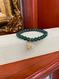 18K Yellow Gold Initial Charm Jade Bracelet