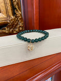 18K Yellow Gold Initial Charm Jade Bracelet