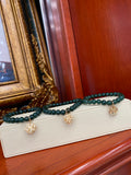 18K Yellow Gold Initial Round Diamond Cut Charm Jade Bracelet