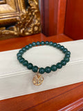18K Yellow Gold Initial Charm Jade Bracelet