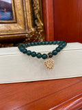 18K Yellow Gold Initial Heart Charm Jade Bracelet