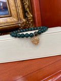 18K Yellow Gold Initial Heart Charm Jade Bracelet