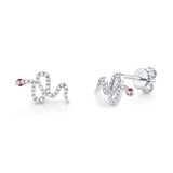 Snake Diamond and Ruby Stud Earrings