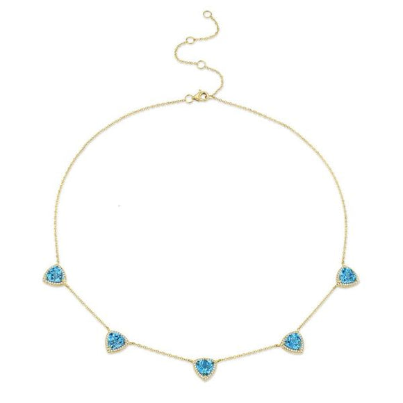 Trina Diamond and Blue Topaz Yellow Gold Necklace