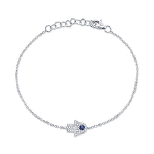 Diamond Hamsa & Sapphire Bracelet