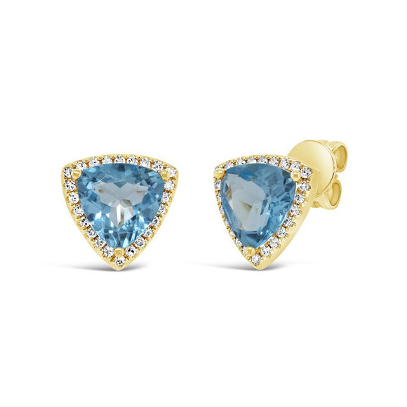 Trina Diamond and Blue Topaz Yellow Gold Earrings