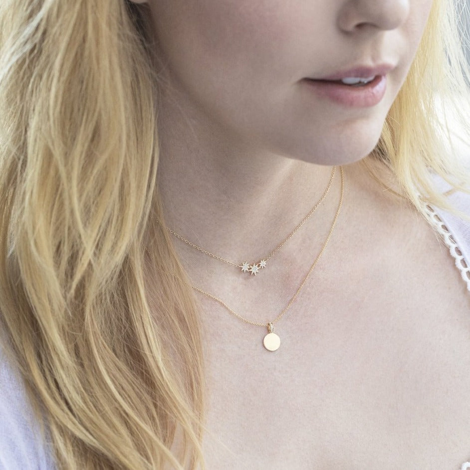14k Gold & Diamond Double Star Necklace – Sabrina Design