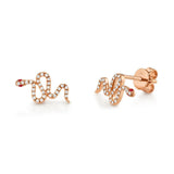 Snake Diamond and Ruby Stud Earrings