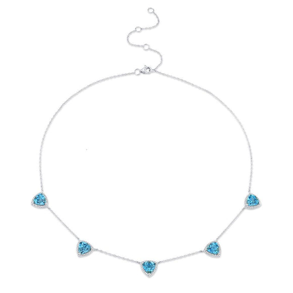 Trina Diamond and Blue Topaz White Gold Necklace
